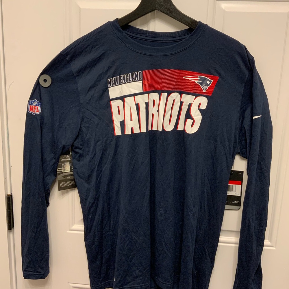 New England Patriots Navy Blue Long Sleeve Dryfit Shirt